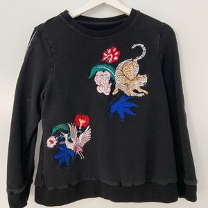 Sandro Black Embroidered Sweatshirt